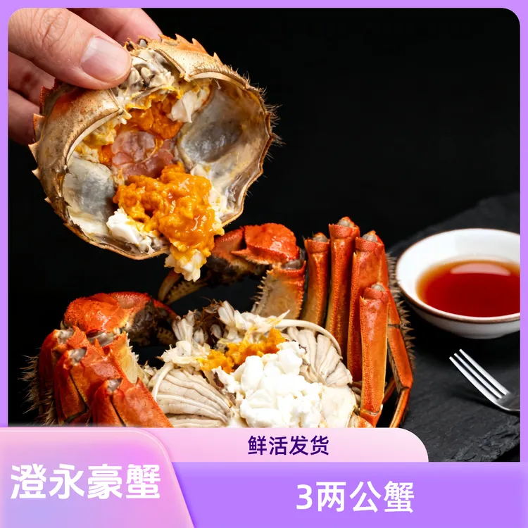 澄永豪【活蟹现发】大闸蟹全公3.2两4只尝鲜装鲜活