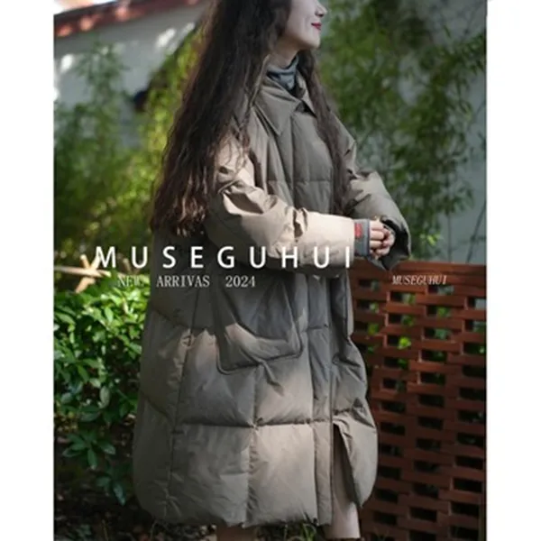 museguhui/木色古汇2397#时尚休闲中长款保暖百搭宽松羽绒服