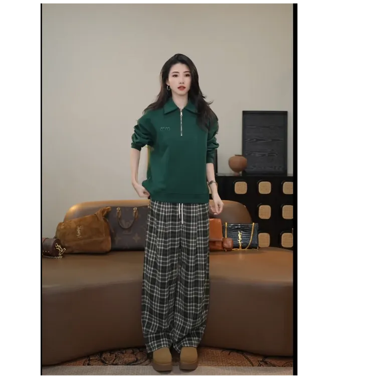 小乖逃绿色卫衣半拉链衫MM百搭衬衫休闲卫衣上衣M9319