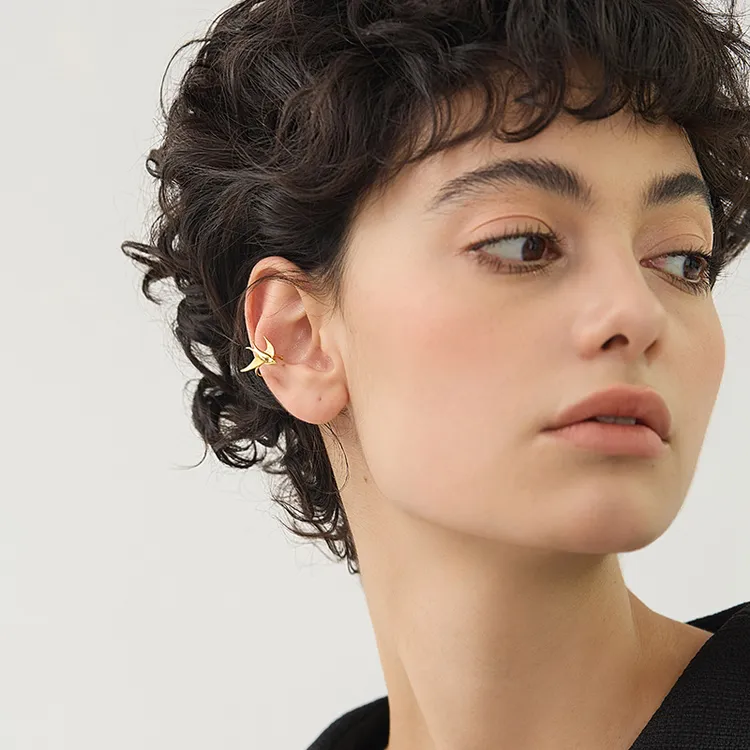 925银耳饰 VITARING银镀22K金燕子耳骨夹金金色饰品精致首饰配饰