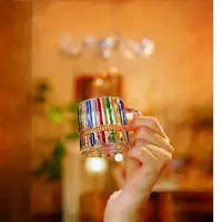 新品手绘钢琴条纹杯 玻璃杯果汁杯