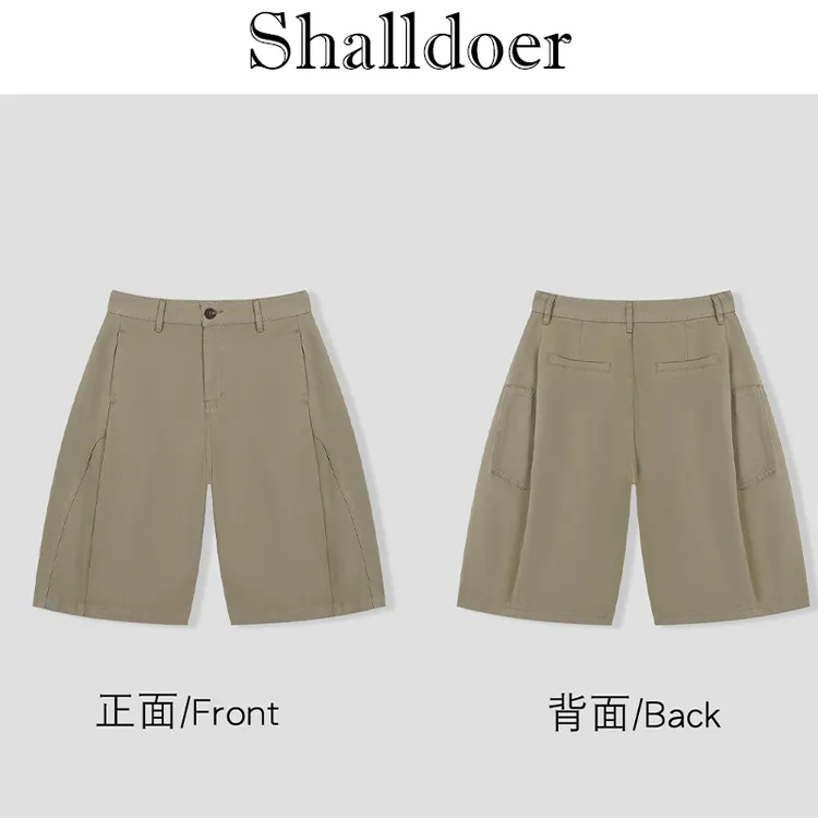 2025气质时尚休闲复古纯色基础款工装立裁休闲气球五分裤气质裤子