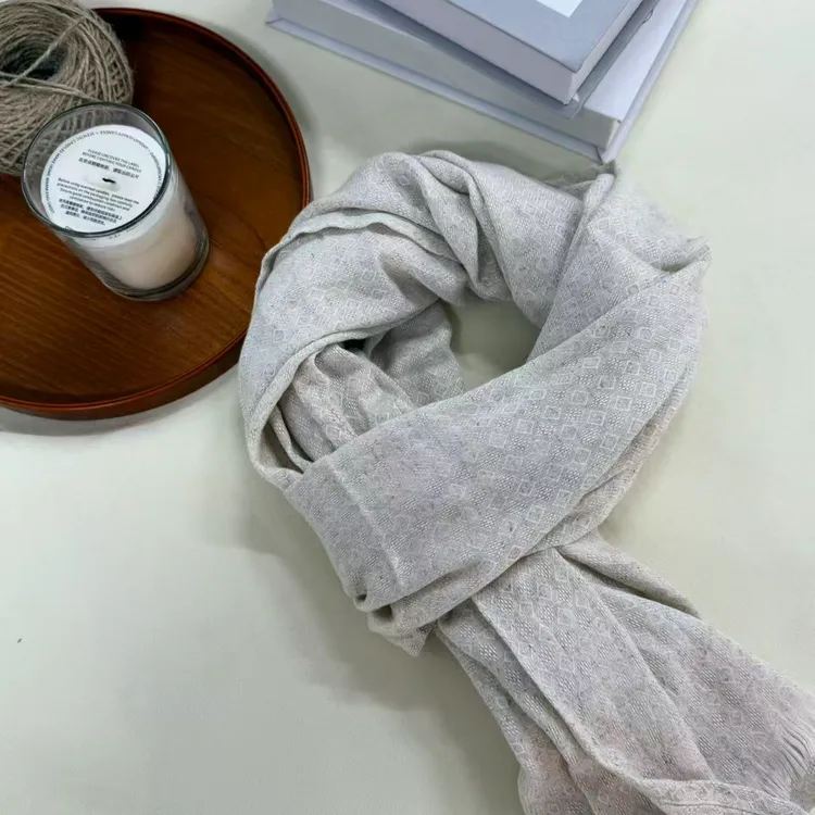 姐妹花【罗布麻流苏围巾】米白色抗菌抑菌舒适简约围巾