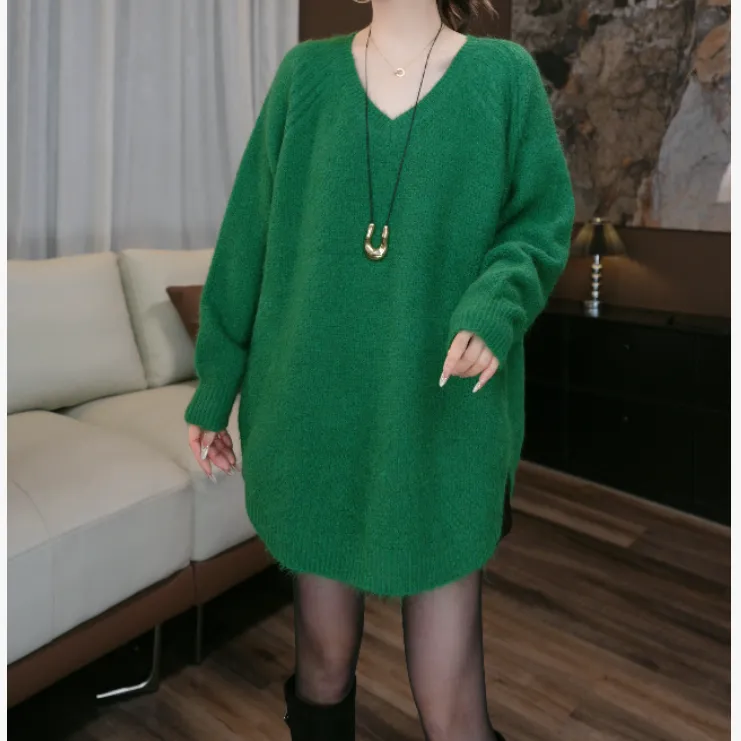 【鑫-蕾】新款毛衣时尚设计感V领纯色气质百搭针织毛衣29362