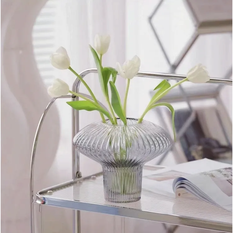 碧琢简约客厅餐桌装饰品高级感家居水培飞碟玻璃花瓶摆件客厅插花
