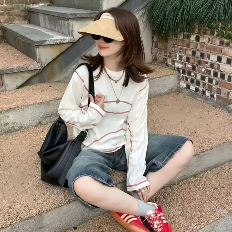 MIN SAN JIN 秋冬运动吸湿透气明线打底衫/简约长袖T恤YJ-139CS