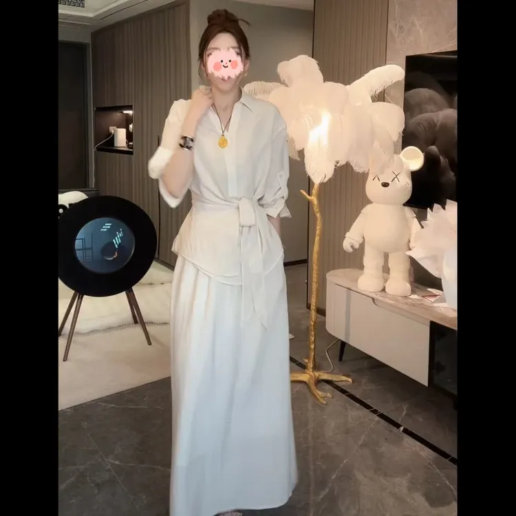 法式精致气质女神范显瘦时尚休闲轻奢衬衫半裙套装