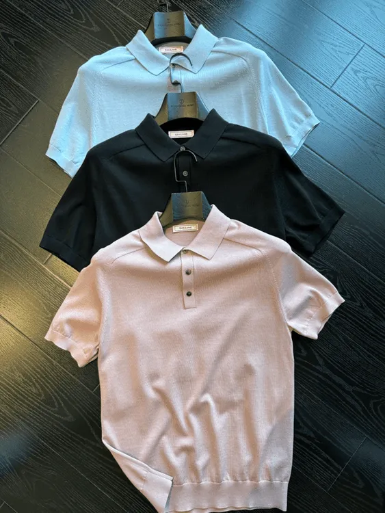 秋季男士简约百搭时尚舒适翻领polo衫潮流轻奢高品质纯色针织衫