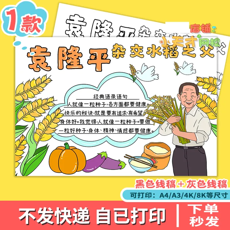 中国杰出人物杂交水稻之父袁隆平我心中的英雄读书电子训练卡D488