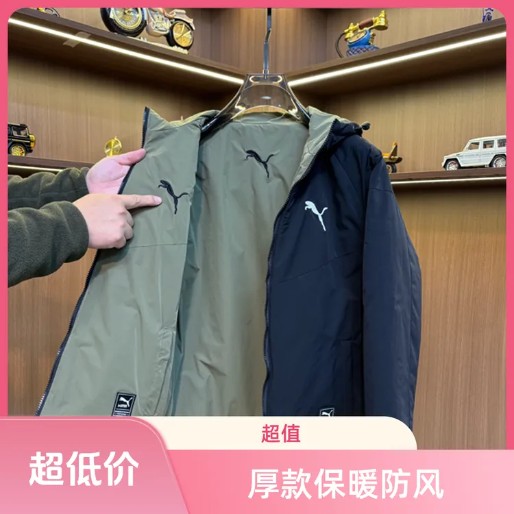 556男士连帽棉服运动风厚款刺绣冬季夹克时尚男款运动休闲二棉衣