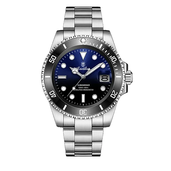 LANTILON朗帝龙【44渐变蓝大盘鬼王】男款潮流时尚全自动机械腕表