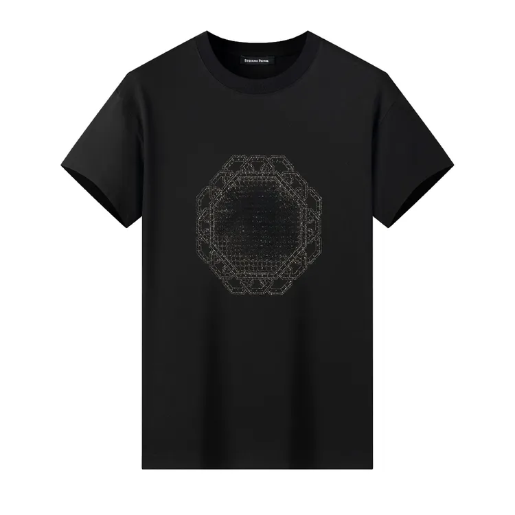 STEFANO专柜撤柜新款轻奢奢品烫钻男士休闲圆领T恤