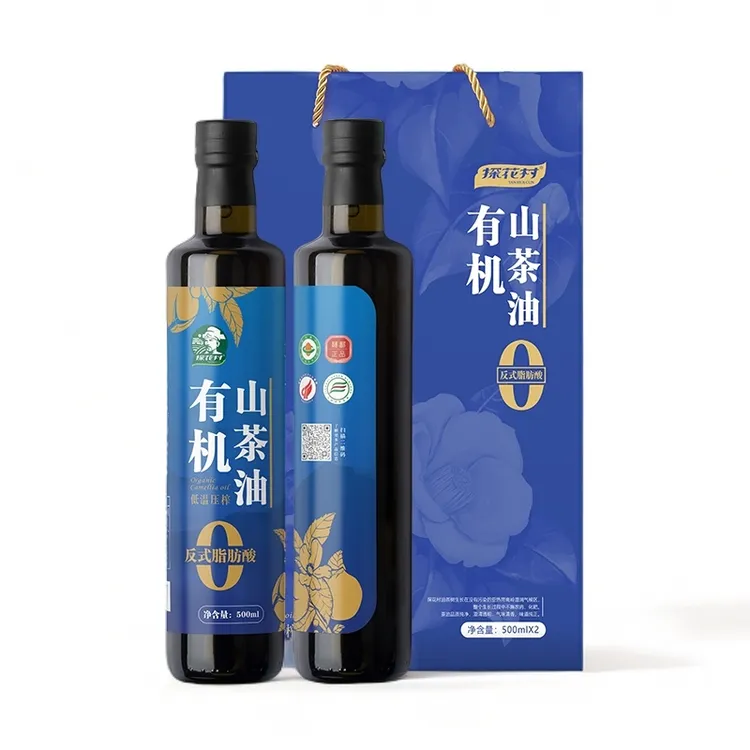 500mlx2礼盒压榨1级0反有机山茶油100%纯正江西茶籽油健康食用油