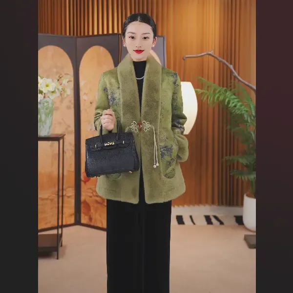【国风古韵】高定款洋气双穿皮毛一体气质高贵真貂绒高级真丝感大衣