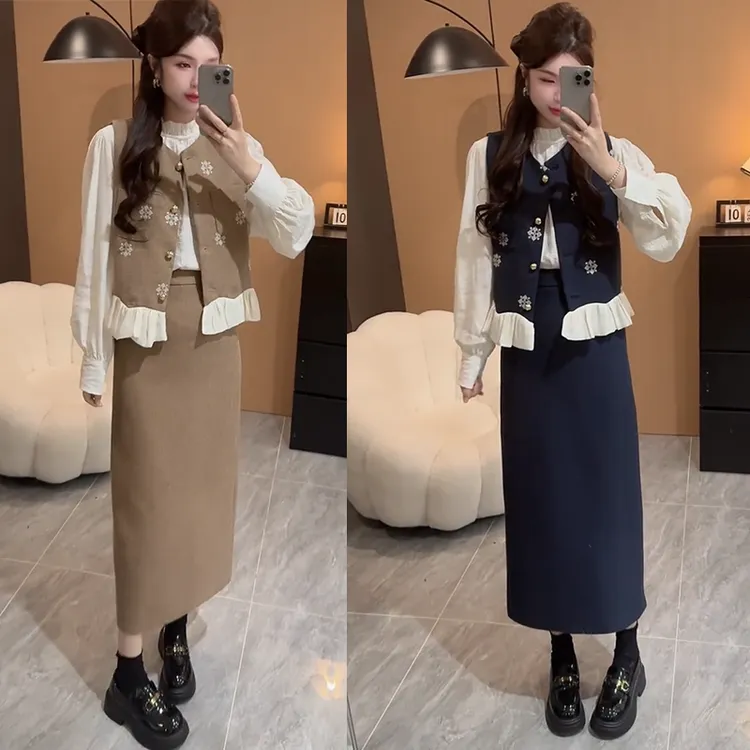 轻奢风法式时尚套装时尚小众显瘦裙子小香风洋气女装