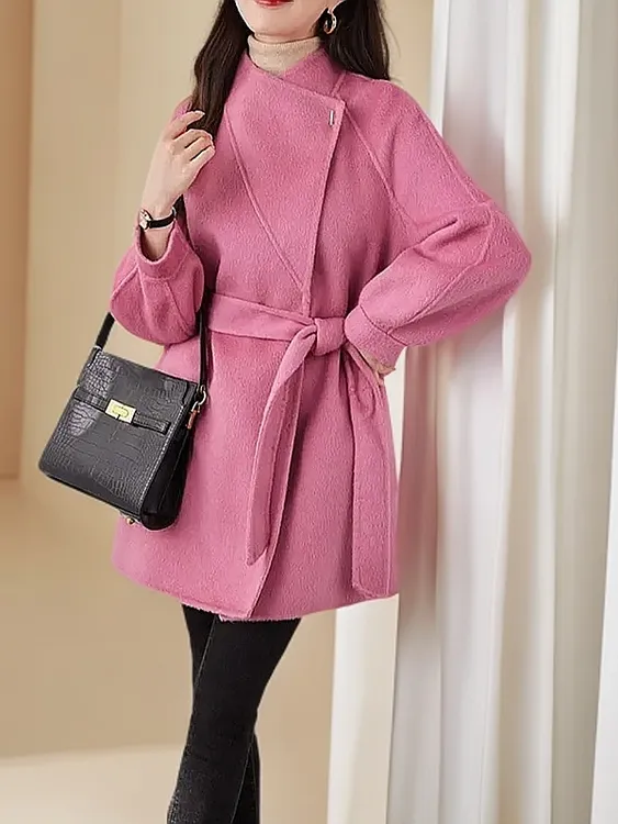 瑞瑞女装100纯羊毛立领秋冬时尚气质外套毛呢加厚短款