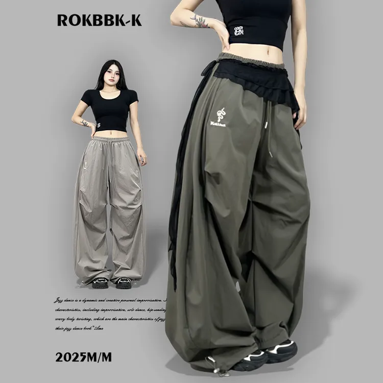 ROKBBK-K布韩街舞潮牌美式复古刺绣蛇休闲女长裤百搭速干爵士舞