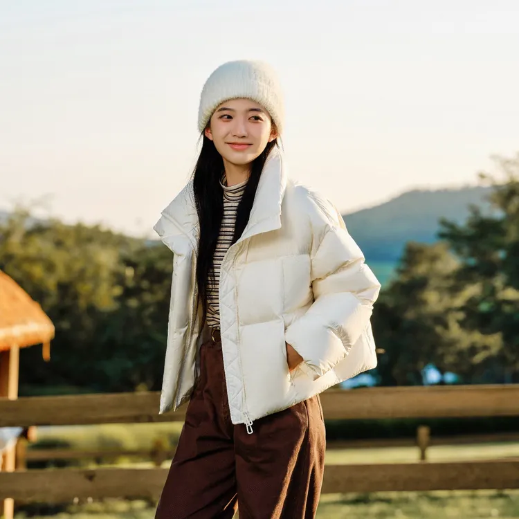 【防泼水】森马羽绒服女冬季90绒子宽松立领小个子轻松羽绒面包服