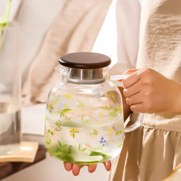 媚家芬芳夏日新款1.8L高硼硅玻璃水壶耐高温家用凉水壶茶壶