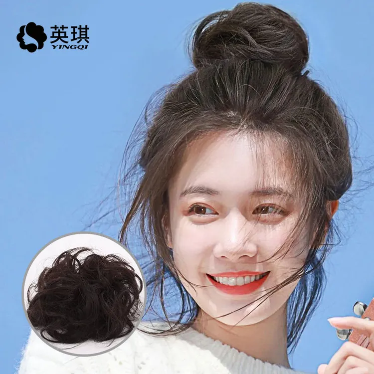 英琪盘发神器女时尚气质丸子头显年轻卷发增发量透气真人发丝假发