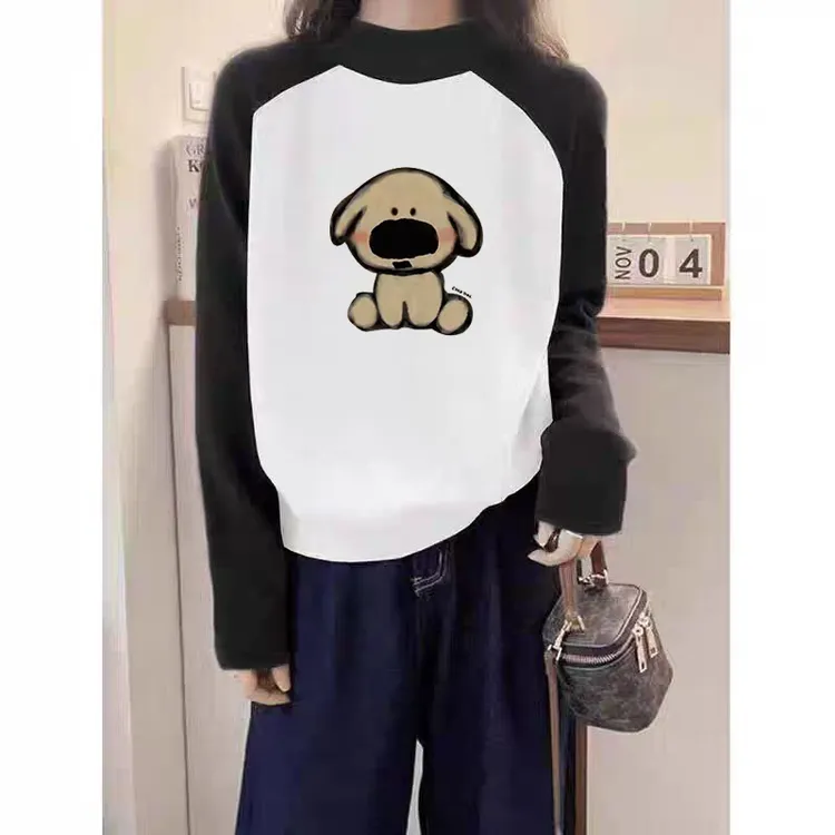 2025双面德绒拼色女士半高领长袖美拉德时尚上衣女打底衫气质女