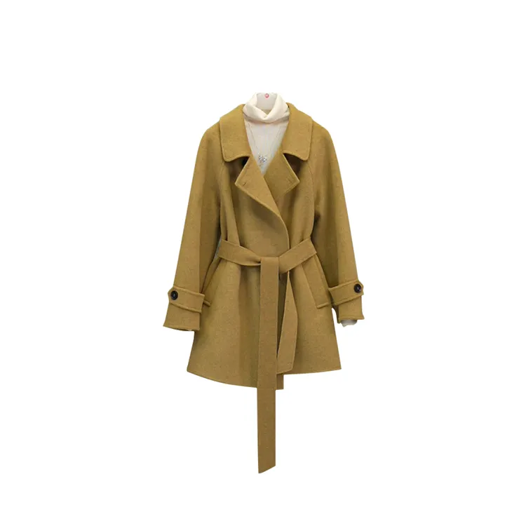 【GG-KAIROS.澳.毛】设计师羊毛双面大衣带腰带短款毛呢外套-20279