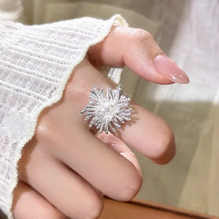 铜合金戒指 小众设计银色烟花戒指女轻奢高级感食指指环2025新款 