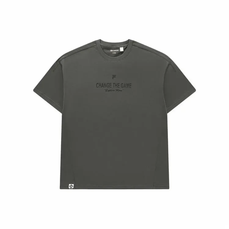 Fila/斐乐FOB系列印花常规短袖T恤男女同款蜜魅灰T11U423111FDY