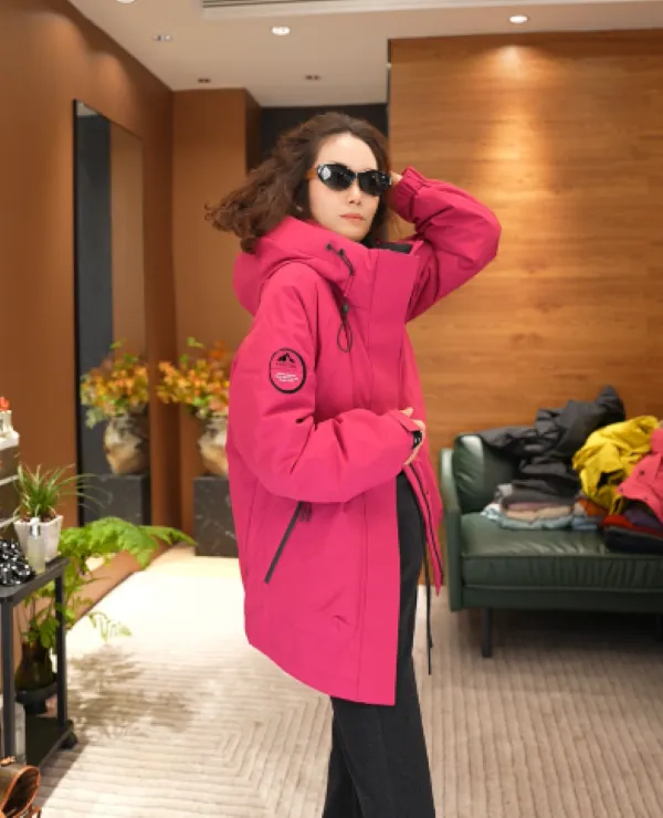 JIUER派克三防羽绒服 中长款连帽防风秋冬81953