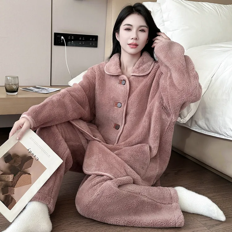 胖mm大码珊瑚绒睡衣高级感冬季加绒加厚保暖秋冬款家居服女200斤