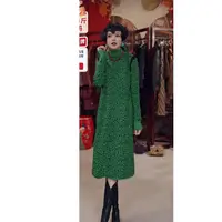 MQ05    时尚气质复古秋冬中长款连衣裙