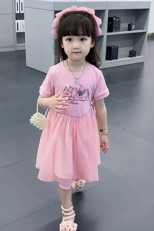 夏款公主风卡通女A字裙欧美风连衣裙夏季女宝韩版裙子