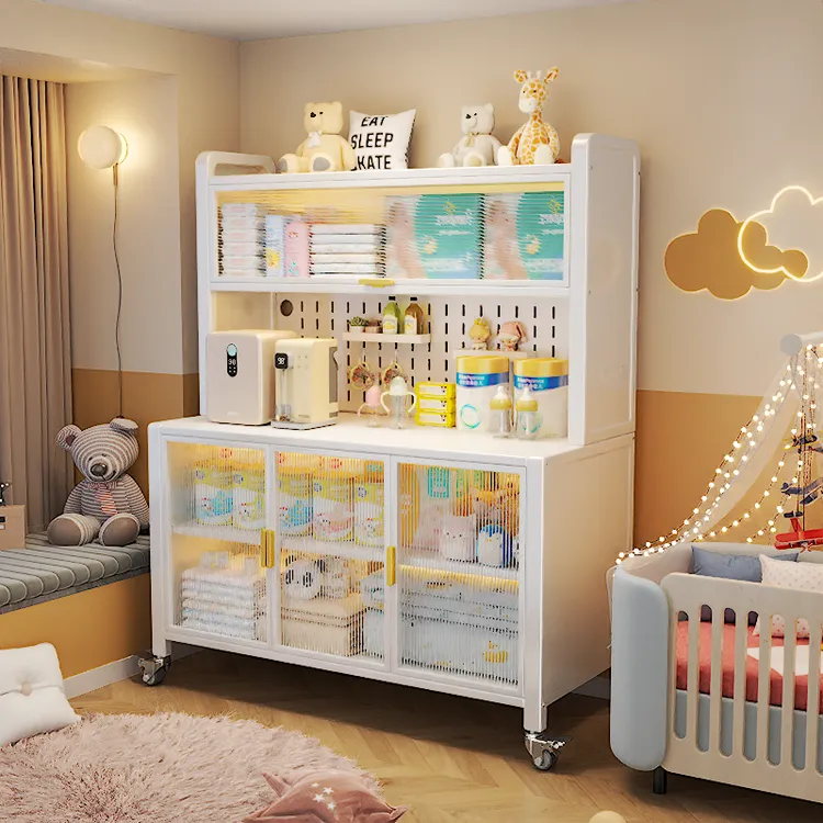 婴儿喂养台收纳柜宝宝用品置物架落地多层母婴柜大容量防尘储物柜