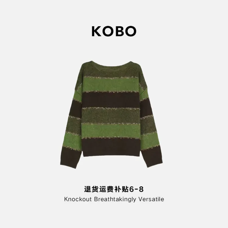 【KOBO】X9956绿光森林丨牛油果显白100%浣熊羊毛针织衫套头女运补6