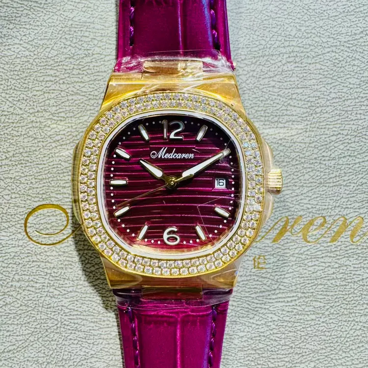 女士鹦鹉螺黄金腕表款轻奢防水=镶钻石英手表精致鹦鹉螺手表