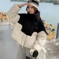 895衣长55冬季小个子短款立领披肩棉服女韩版撞色棉衣面包服外套