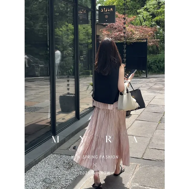 MYRA“丁香2.0”立体压绉高腰半身裙XMSC025103