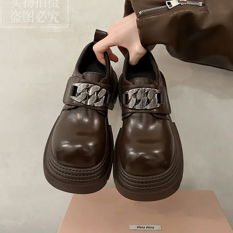 黑色小皮鞋女英伦风厚底小个子女款女式配套裙子乐福黑色皮鞋女款