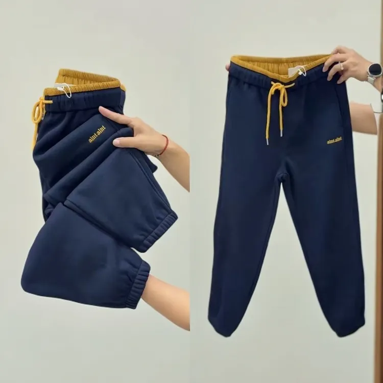 2025冬季新款时尚加绒加厚休闲裤女高腰百搭束脚宽松保暖九分哈伦