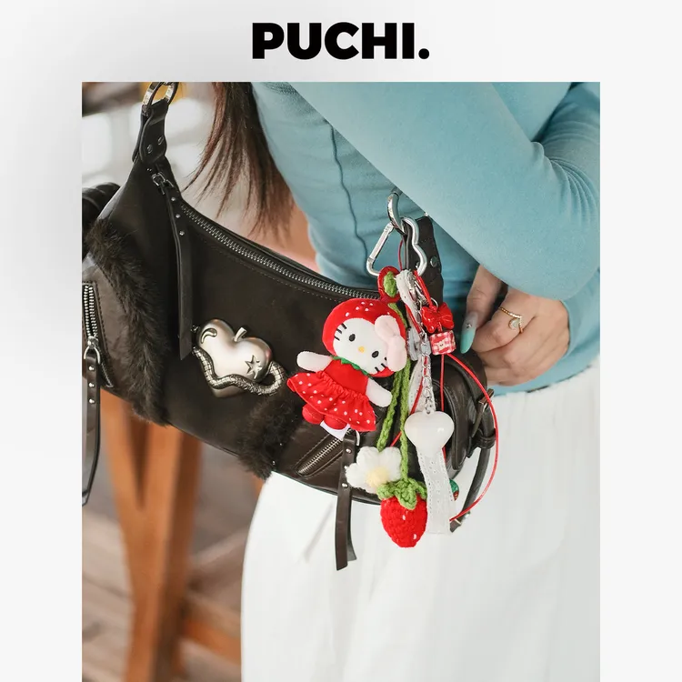 《Fluffy.一颗小草莓KT》PUCHI.噗哧商店 钩织草莓甜美挂件包挂