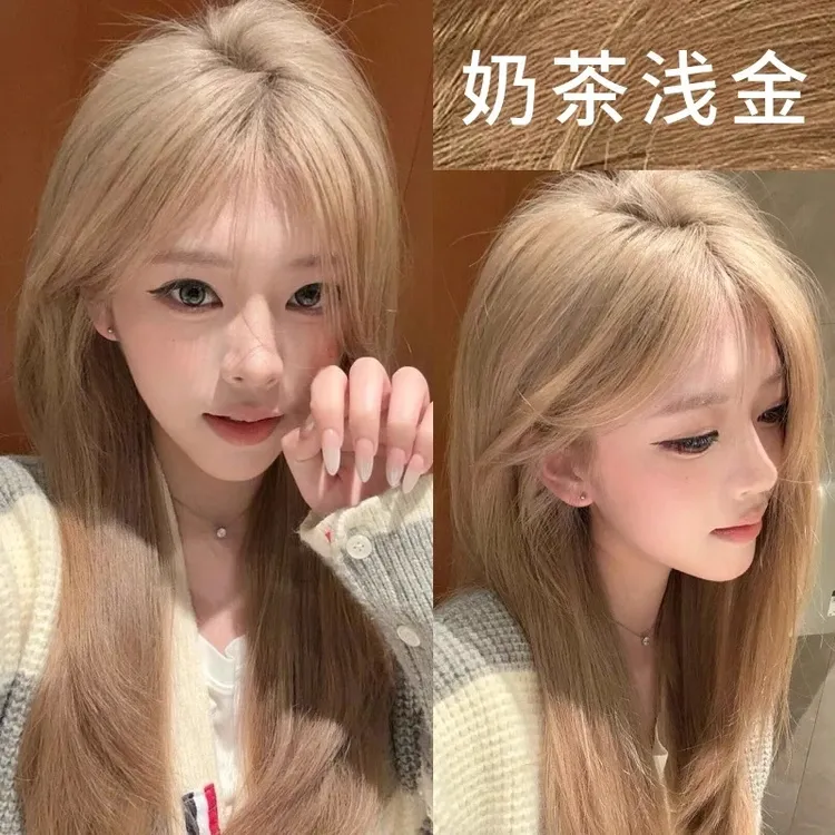 【买一送一】奶茶浅金色染发膏亚麻浅金植物温和天然不伤发显白持久