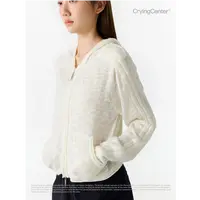 Crying center/哭喊中心 运动针织连帽短开衫