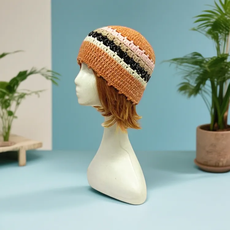 韩版新款复古文艺手工编织彩拼盆帽秋冬季百搭显脸小保暖帽子女士