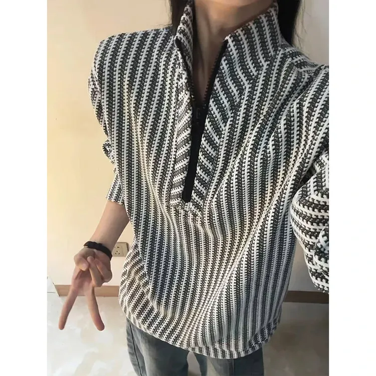 雪尼尔半拉链加绒卫衣男秋冬季美式复古长袖t恤高级感重磅外套