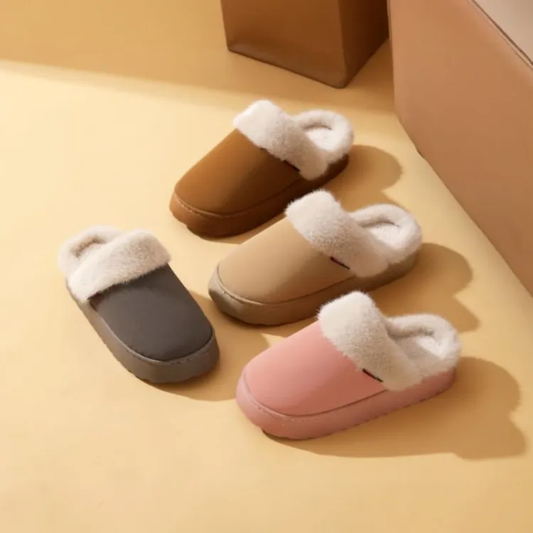 XBZ女款厚底雪地拖鞋男居家防水防滑冬季保暖毛绒棉拖情侣外穿