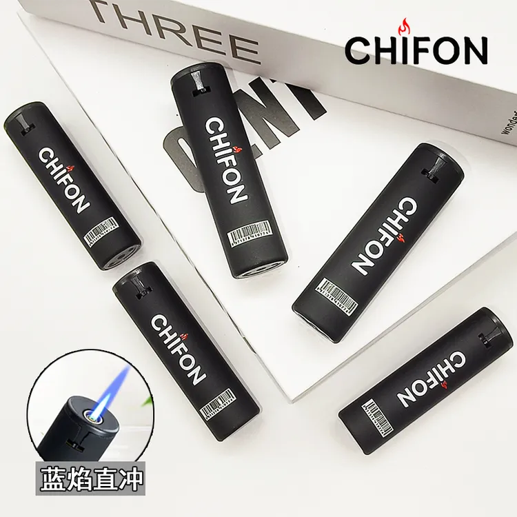 CHIFON/炽风圆柱打火机创意防风蓝焰直冲批发印字刻字定制可充气