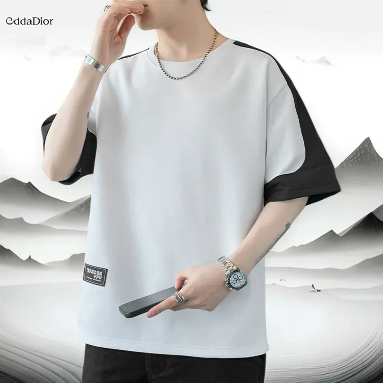 短袖T恤夏季潮牌新款半袖宽松上衣青少痞帅冰丝圆领休闲潮流港风