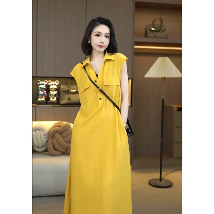 欧颍昇2025女装洋气时髦气质休闲夏季彩色出行百搭连衣裙子7247