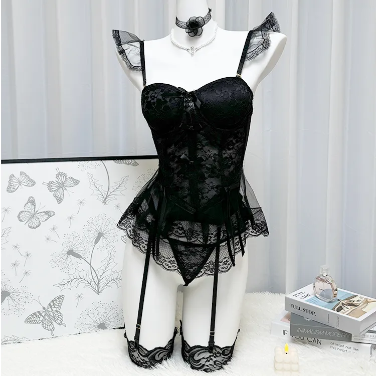 「芭蕾」带胸垫性感睡衣女纯欲风蕾丝吊带睡裙带胸垫情调睡衣