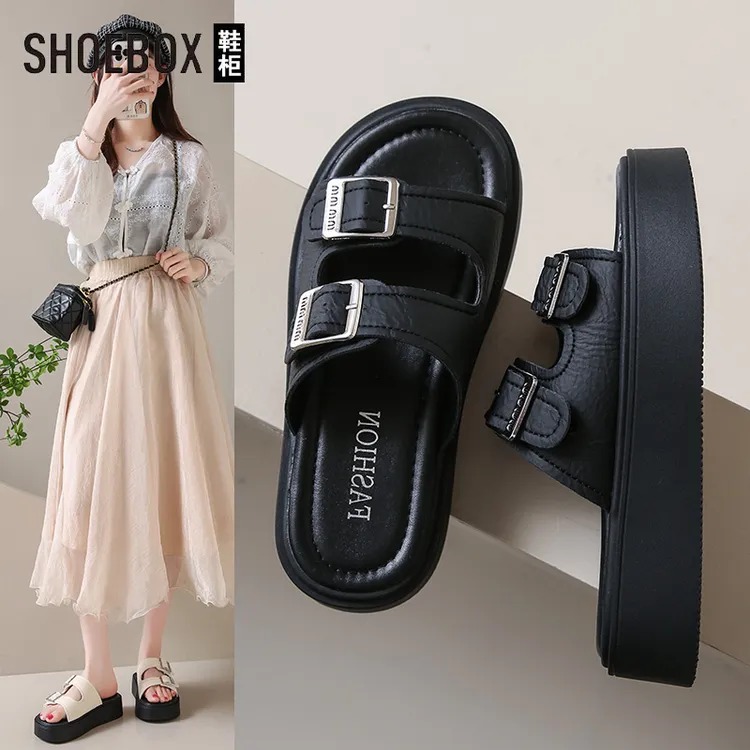 SHOEBOX鞋柜爆款勃肯凉鞋女外穿2025夏季新款时尚百搭厚底凉鞋